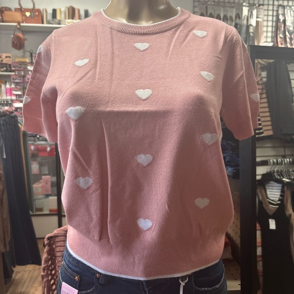 Pink Heart Pattern Sweater - Picture 3 of 9